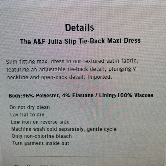 Abercombie & Fitch Julia Slip Tie-Back Maxi Dress in Light Pink NEW w/out tags - Picture 12 of 12